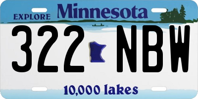 MN license plate 322NBW