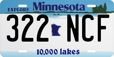 MN license plate 322NCF