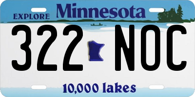 MN license plate 322NOC