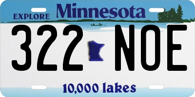 MN license plate 322NOE