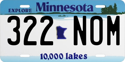 MN license plate 322NOM