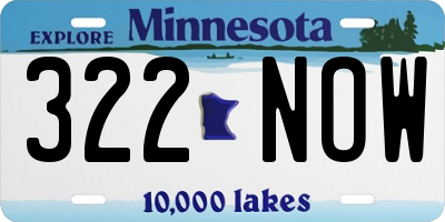 MN license plate 322NOW