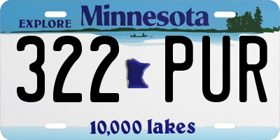 MN license plate 322PUR