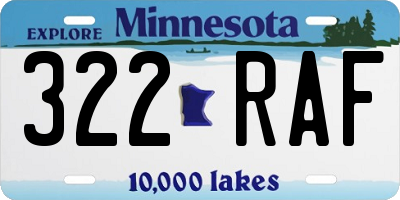 MN license plate 322RAF