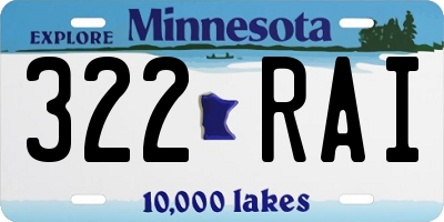 MN license plate 322RAI