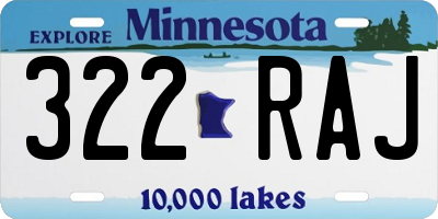 MN license plate 322RAJ
