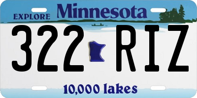 MN license plate 322RIZ