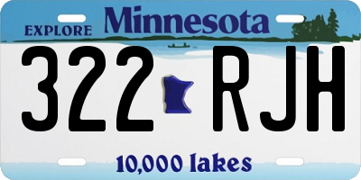 MN license plate 322RJH