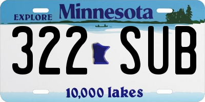 MN license plate 322SUB