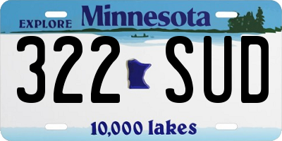 MN license plate 322SUD