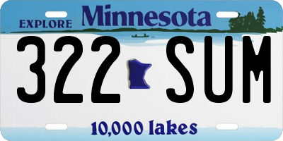 MN license plate 322SUM