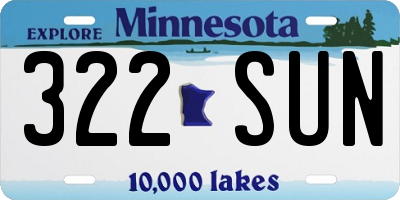 MN license plate 322SUN