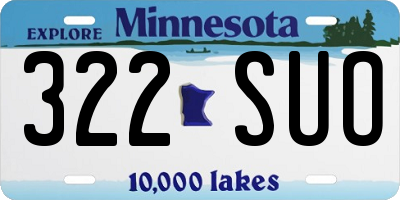 MN license plate 322SUO