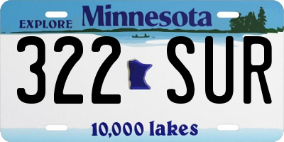 MN license plate 322SUR