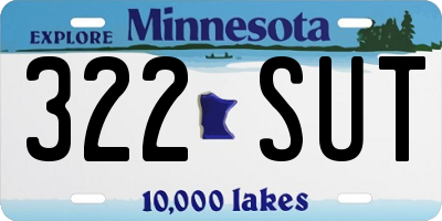 MN license plate 322SUT