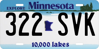 MN license plate 322SVK