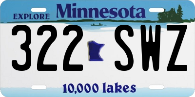 MN license plate 322SWZ