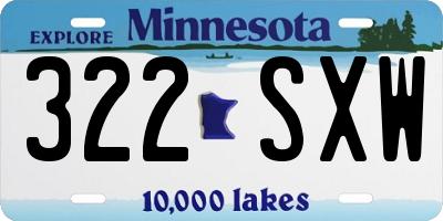 MN license plate 322SXW