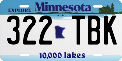 MN license plate 322TBK