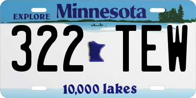 MN license plate 322TEW