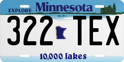 MN license plate 322TEX