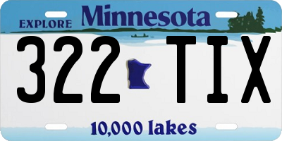 MN license plate 322TIX
