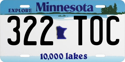 MN license plate 322TOC