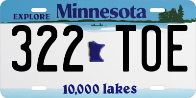 MN license plate 322TOE