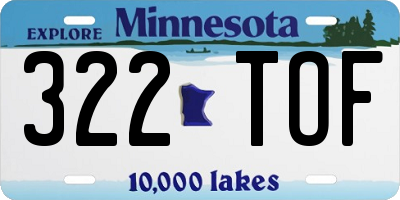 MN license plate 322TOF