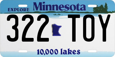 MN license plate 322TOY