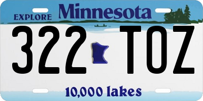 MN license plate 322TOZ