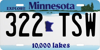 MN license plate 322TSW