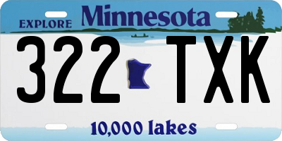 MN license plate 322TXK