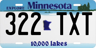 MN license plate 322TXT