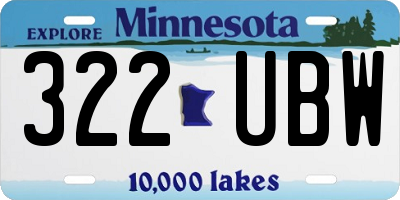 MN license plate 322UBW