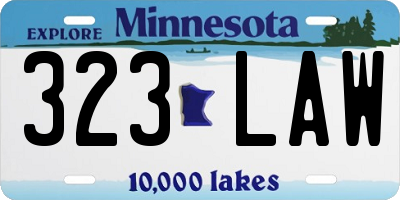 MN license plate 323LAW