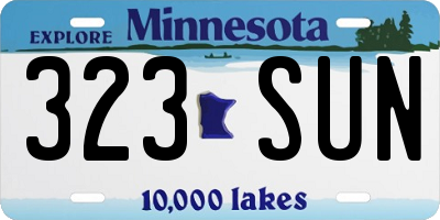 MN license plate 323SUN