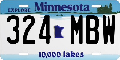 MN license plate 324MBW