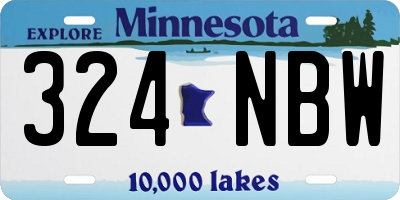 MN license plate 324NBW