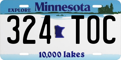 MN license plate 324TOC