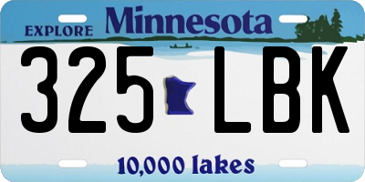 MN license plate 325LBK