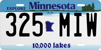 MN license plate 325MIW