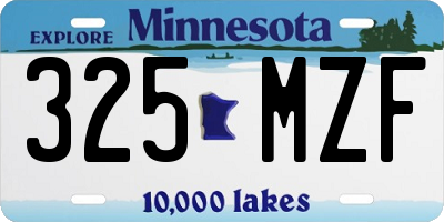 MN license plate 325MZF