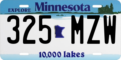 MN license plate 325MZW