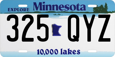 MN license plate 325QYZ
