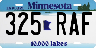 MN license plate 325RAF
