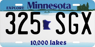MN license plate 325SGX