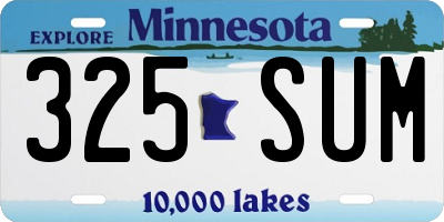 MN license plate 325SUM