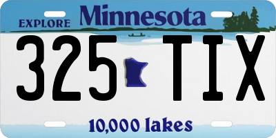 MN license plate 325TIX