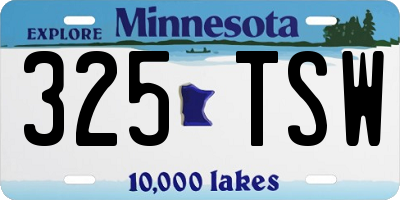 MN license plate 325TSW